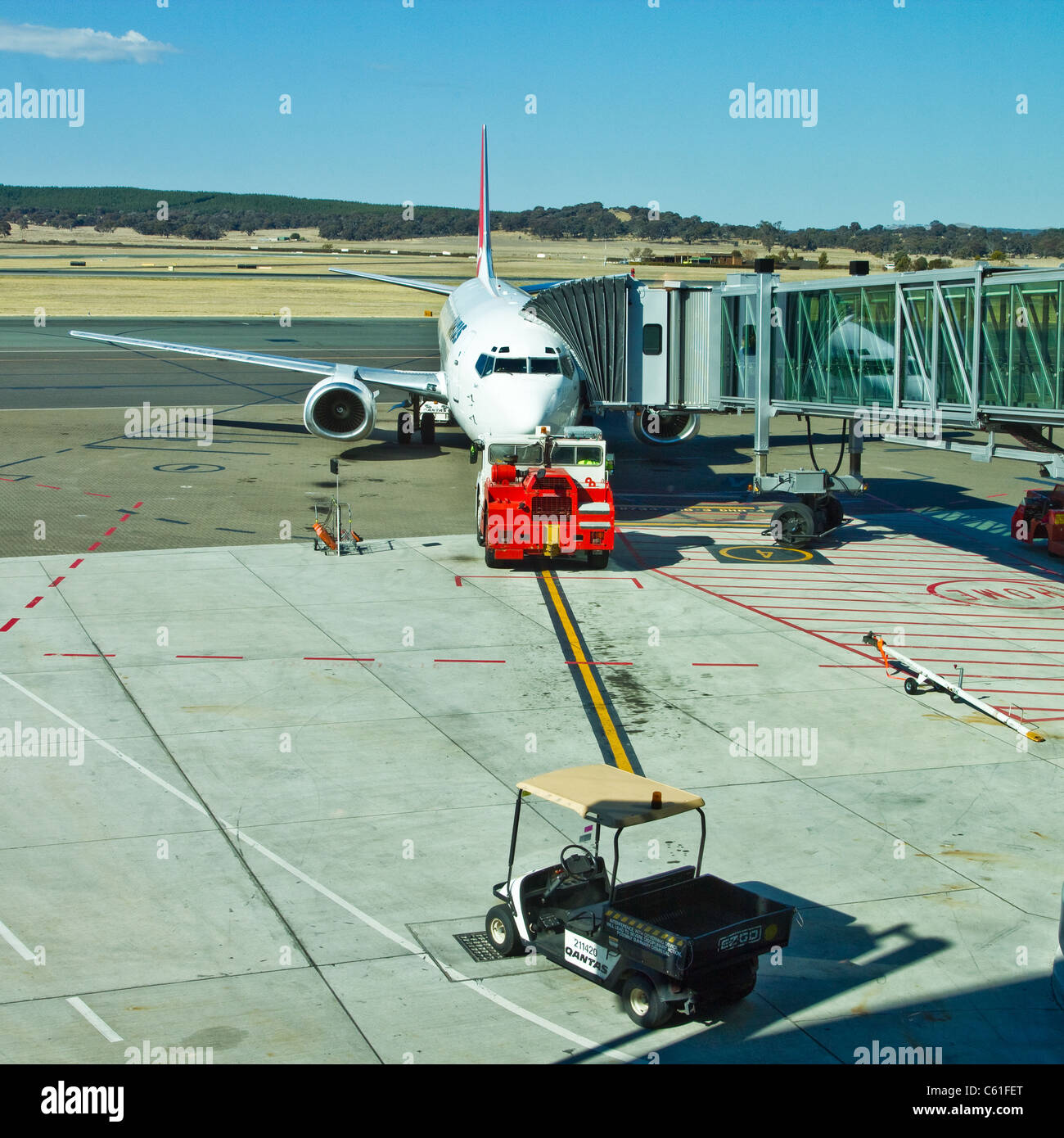 Qantas aircraft at terminal Stock Photo