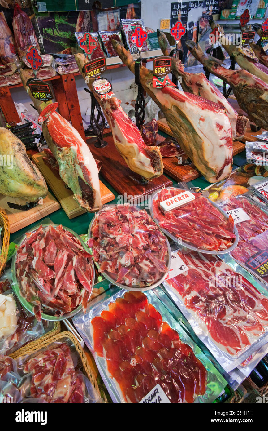 Spain, Barcelona, Typical Meat Shop Display Stock Photo Alamy