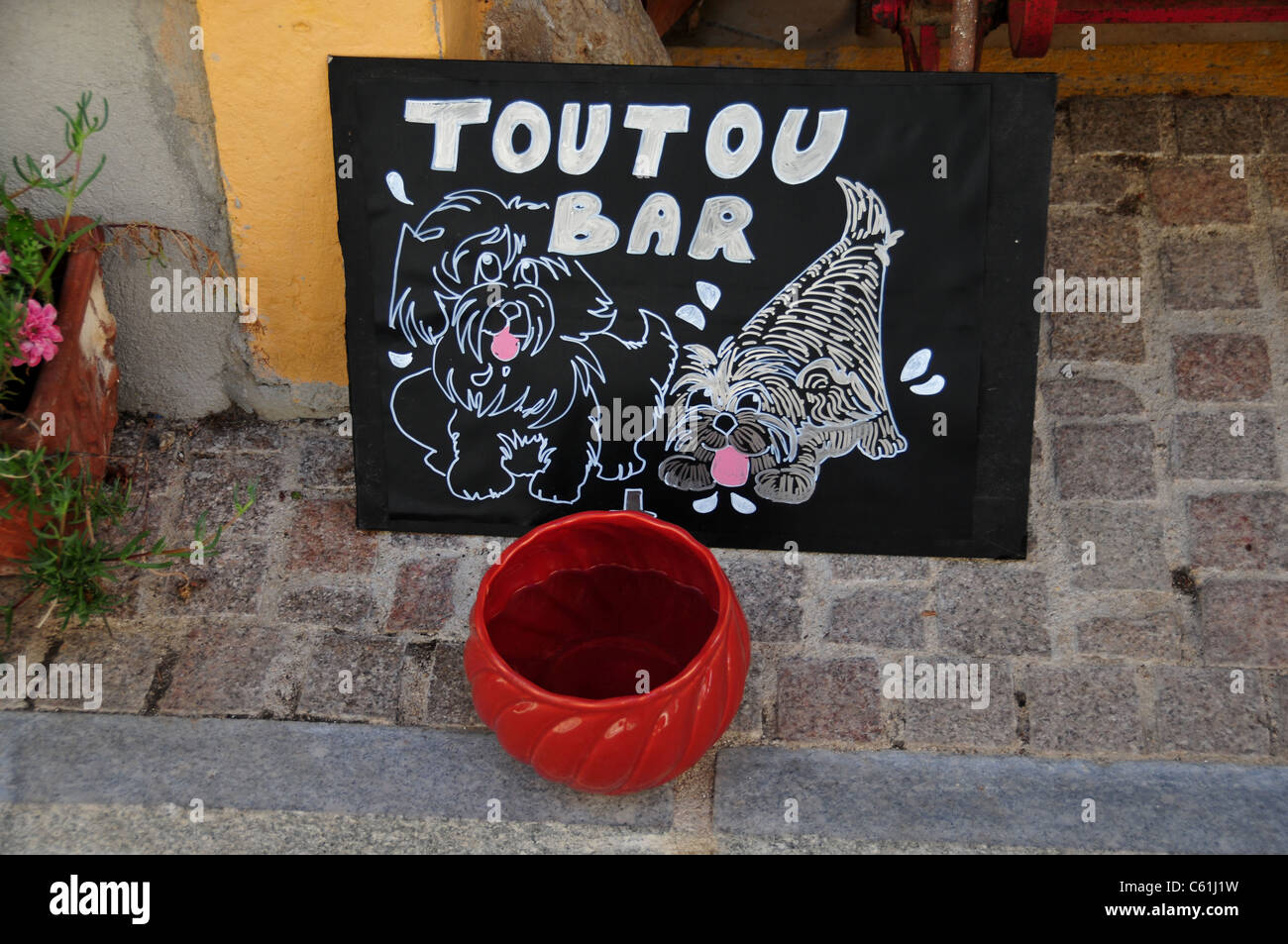 Toutou bar (water bowl) for dogs, Le Castellet, near Toulon, France Stock Photo