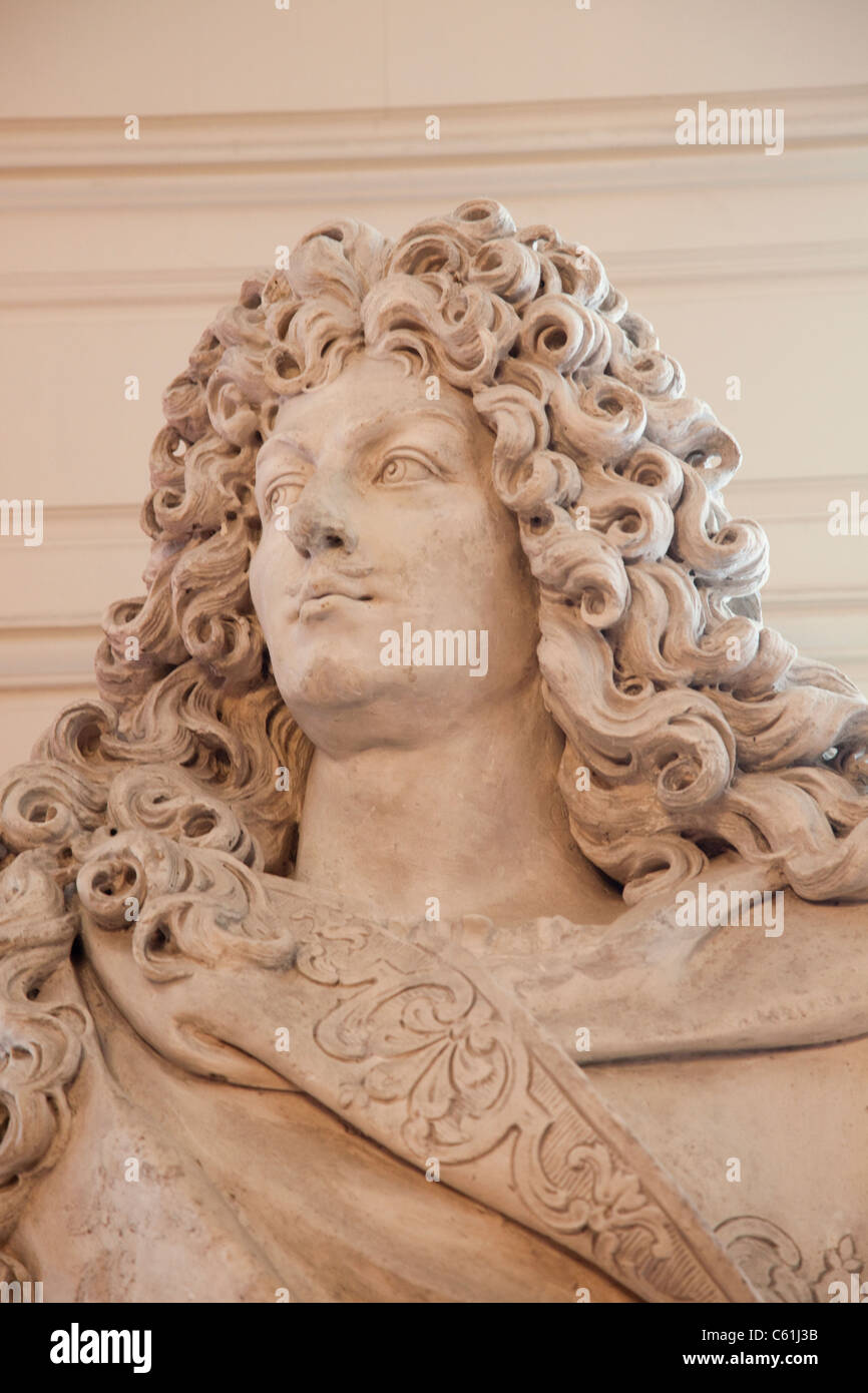 France, Loire Valley, Chambord Castle, Bust of King Louis XIV Stock Photo