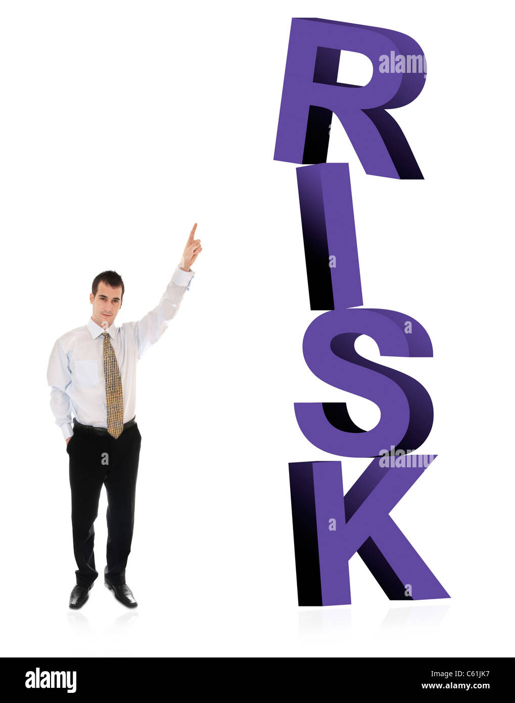 Business man pointing on word Risk Stock Photo