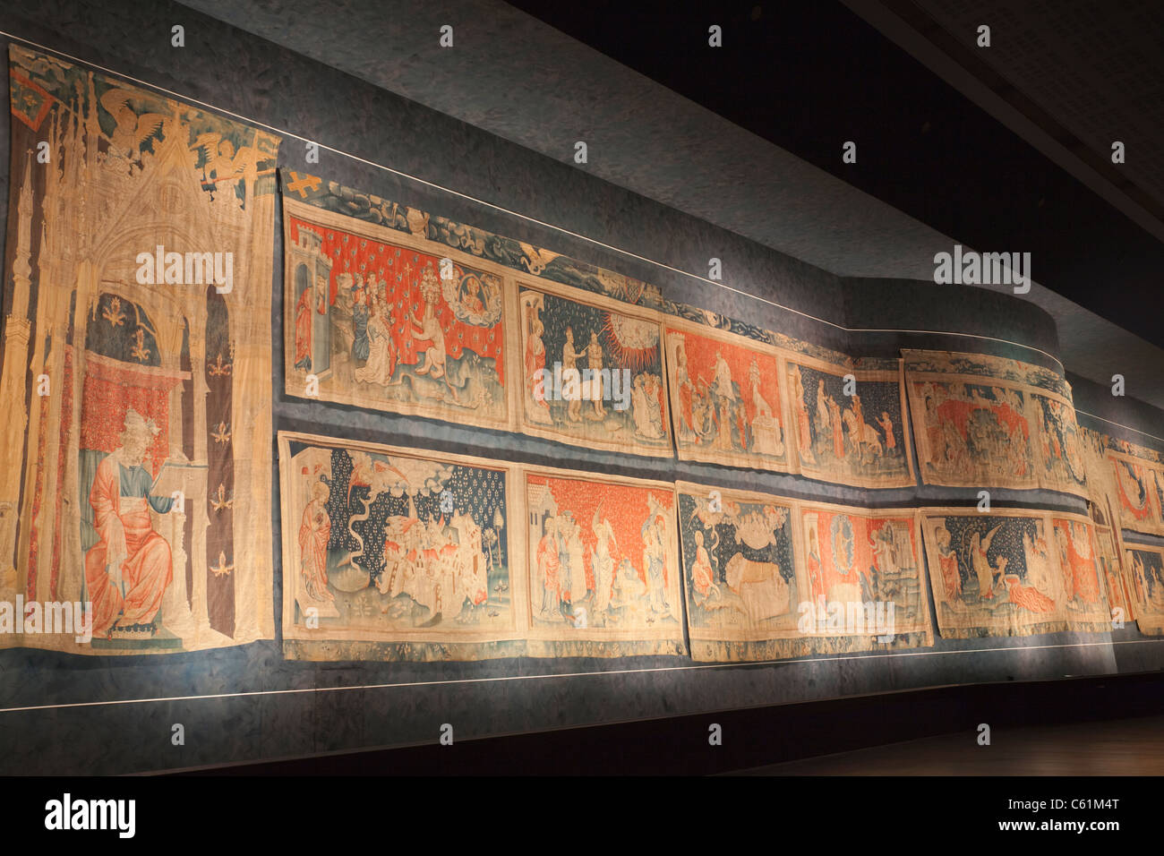 France, Loire Valley, Angers Castle, The Apocalypse Tapestry Stock