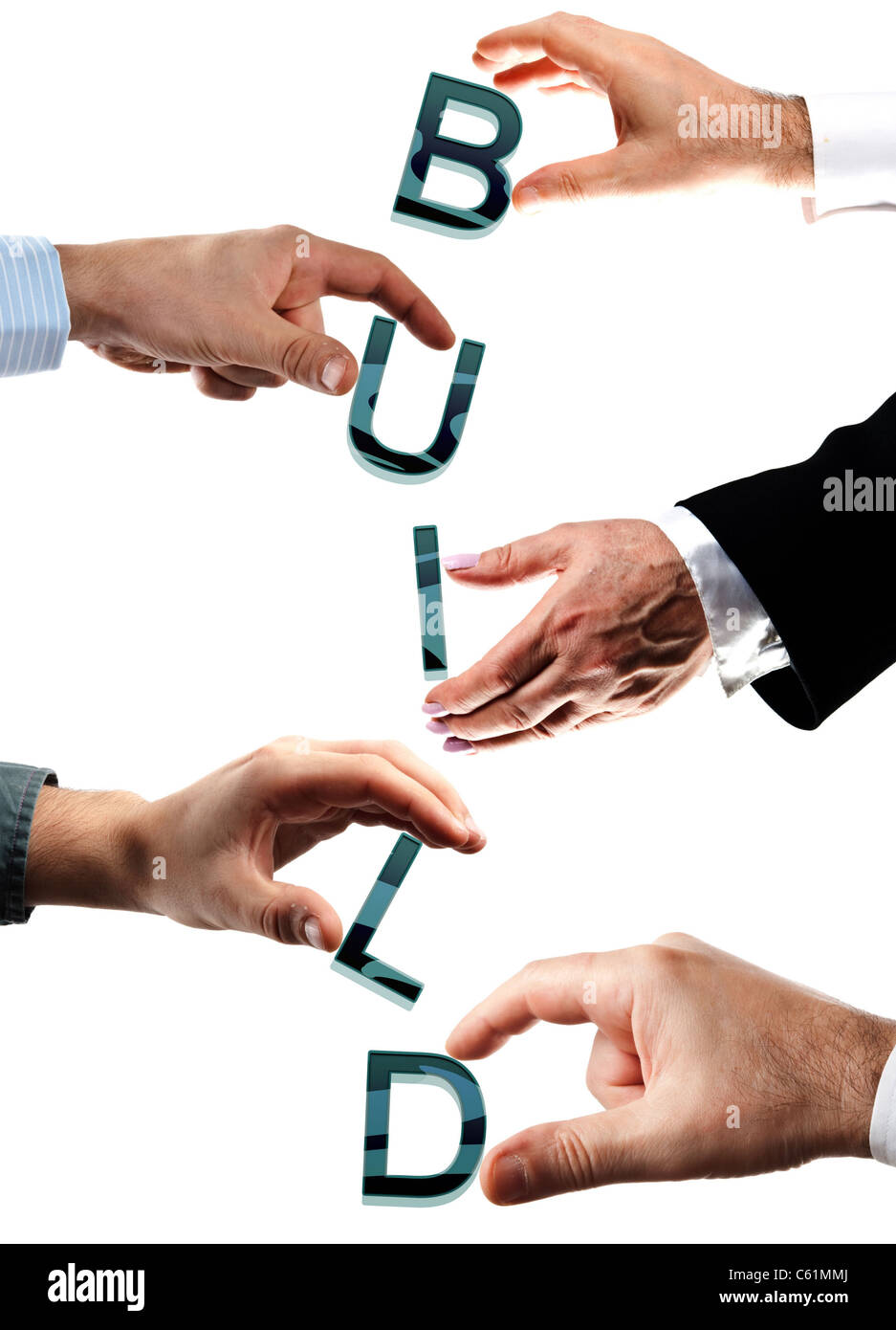 Hands people team word hi-res stock photography and images - Alamy