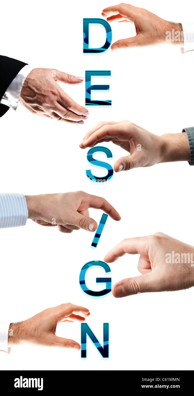 Hands people team word letter Cut Out Stock Images & Pictures - Alamy