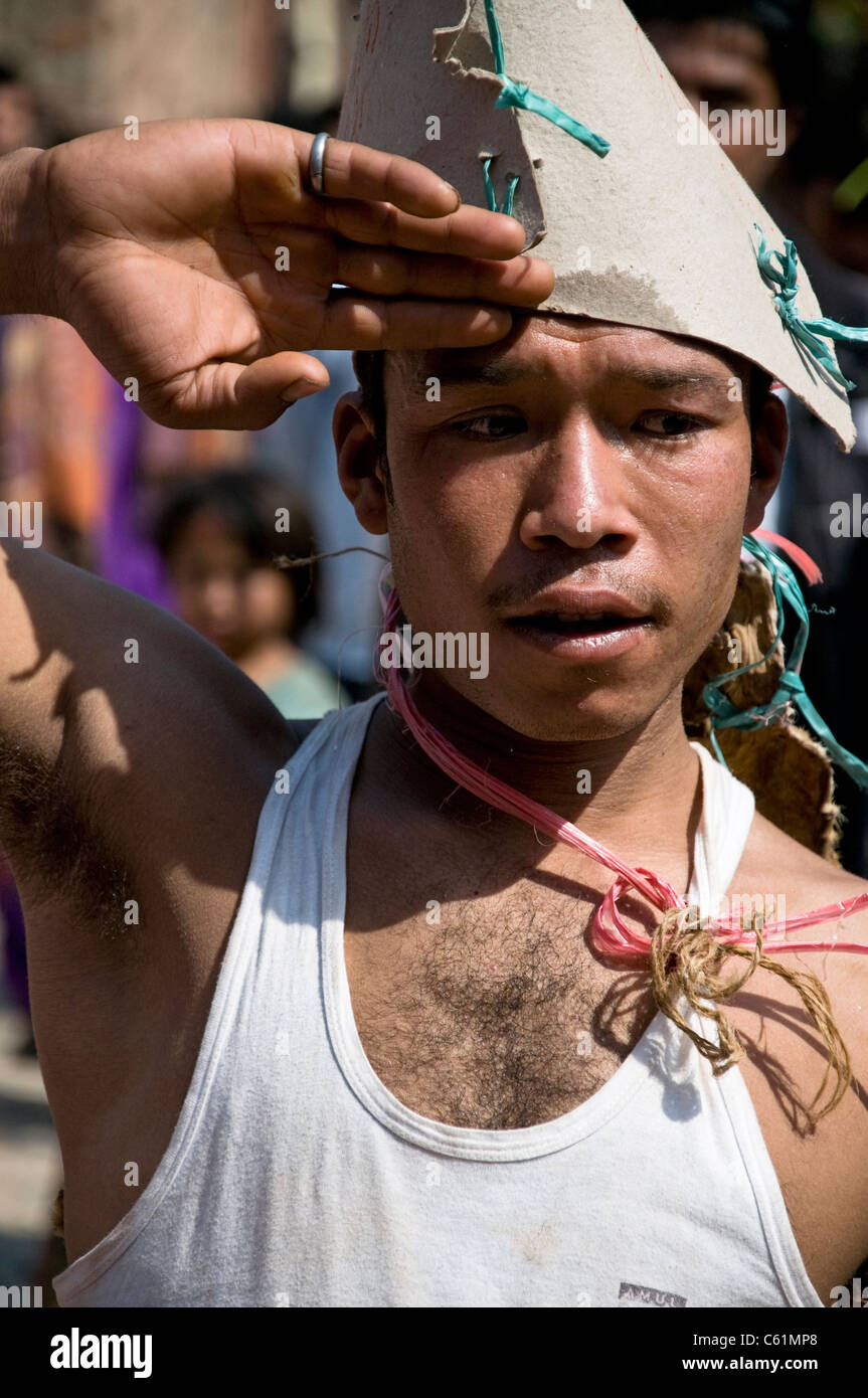 Portrait of a Nepali man taken in Kathmandu, capital city of Nepal Stock Photo