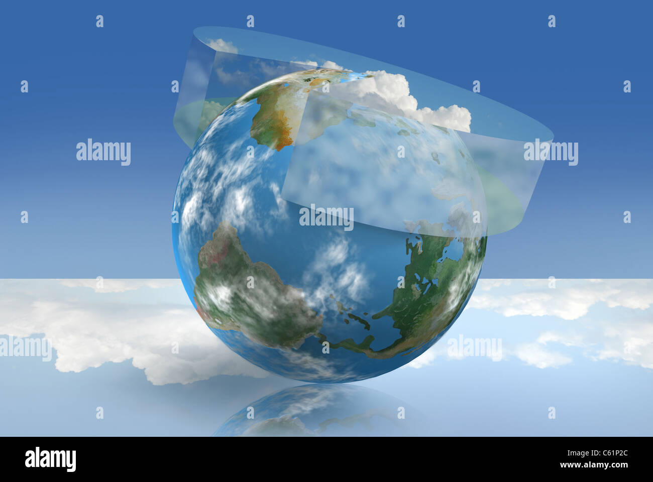 Climate control technology illustrated with an atmospheric pie chart