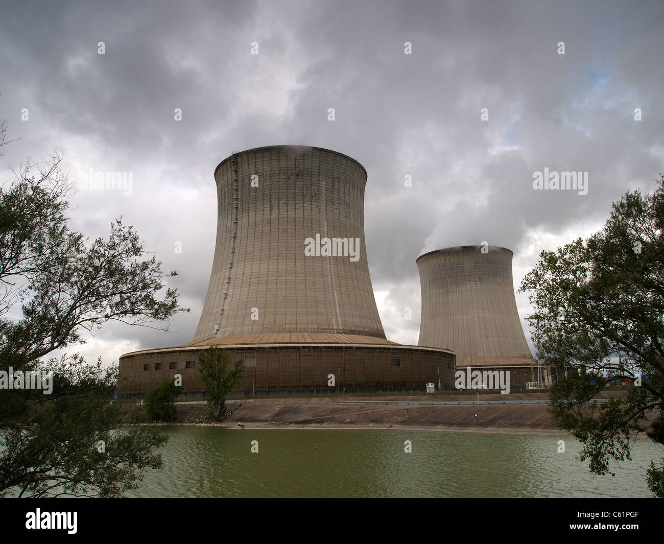 Along the Loire river there are many nuclear power stations. This one is in St. Laurent des Eaux, near Blois. France Stock Photo
