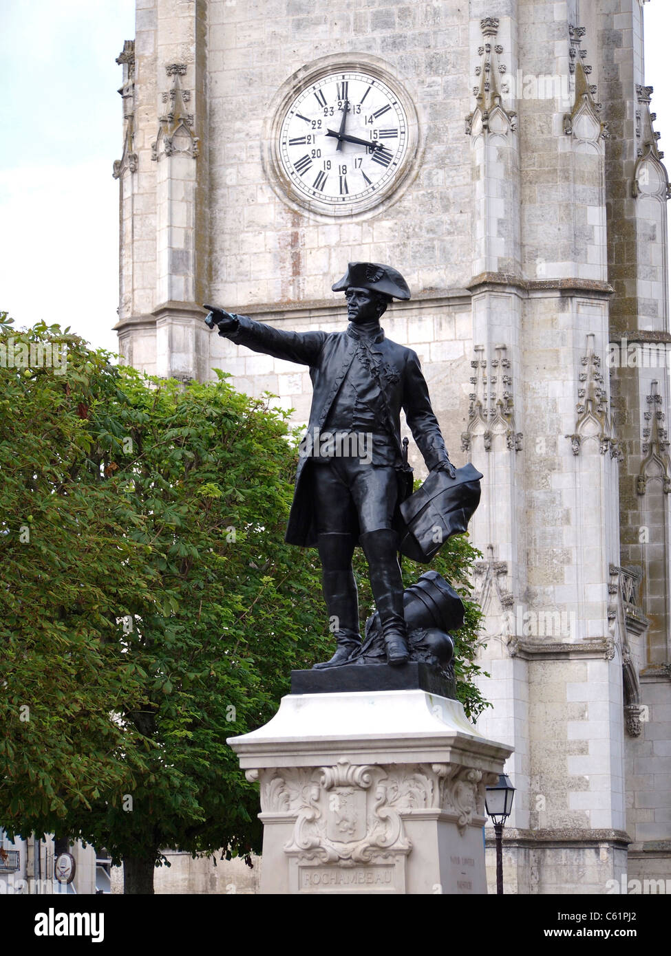 Statue of General Rochambeau, Vendome, Loire Valley, France. He led the French troops in the American civil war. Stock Photo