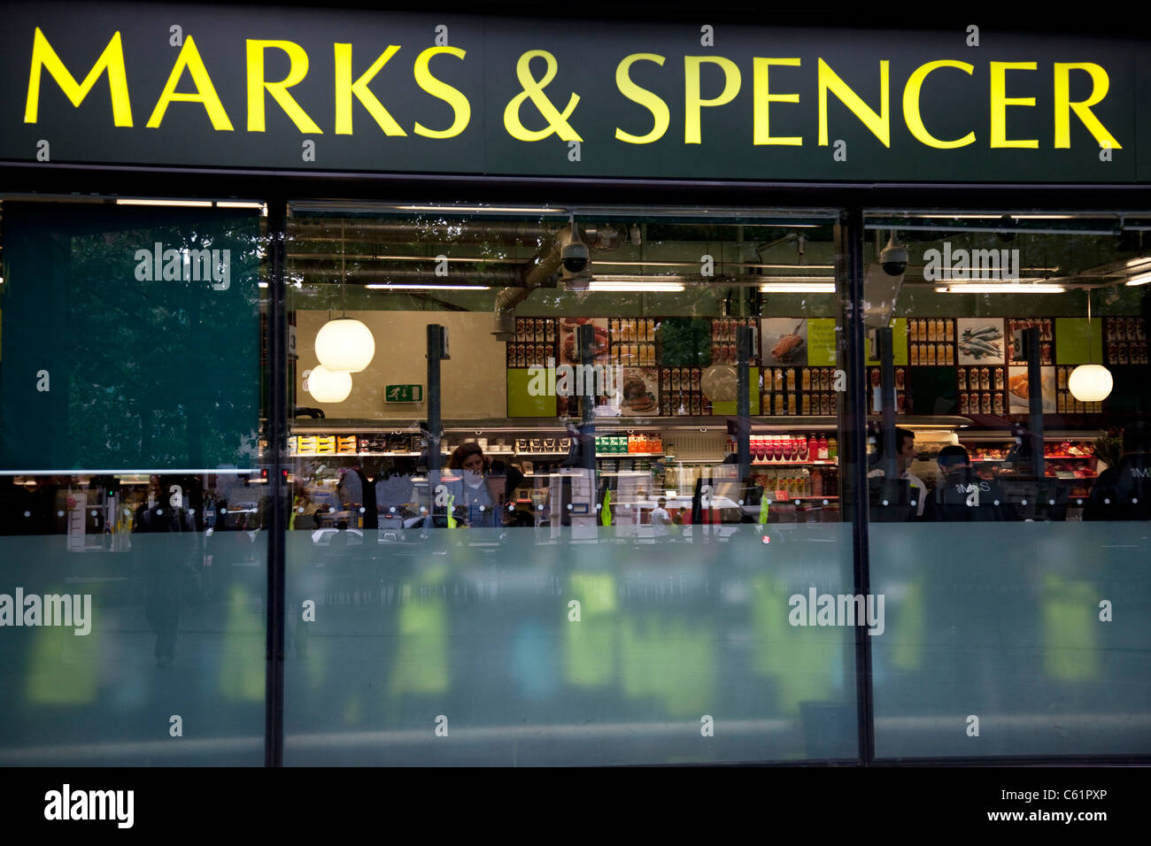 Marks & Spencer supermarket shop front. Stock Photo