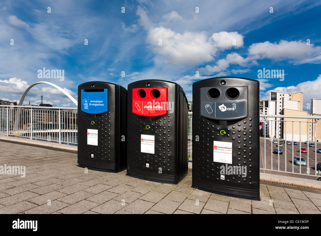 Recycle Bins, Gateshead, England Stock Photo Alamy