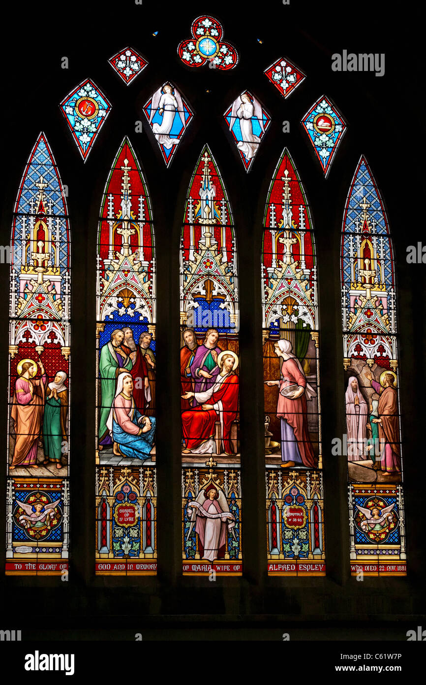 Stained glass window in All Saints Church, Evesham, Worcestershire, UK