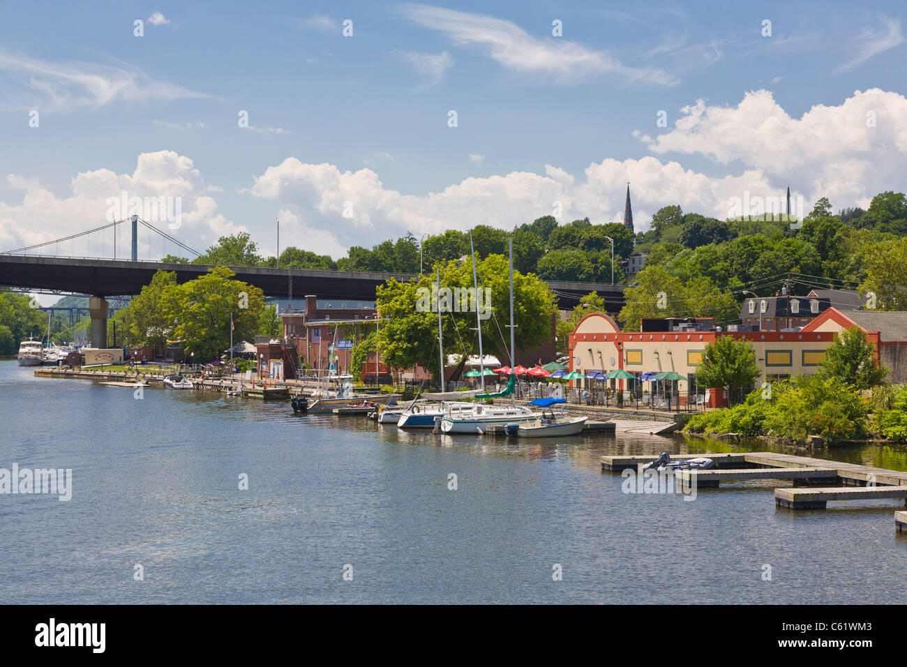 Historic Rondout district on the waterfront in Kingston New York Stock Photo