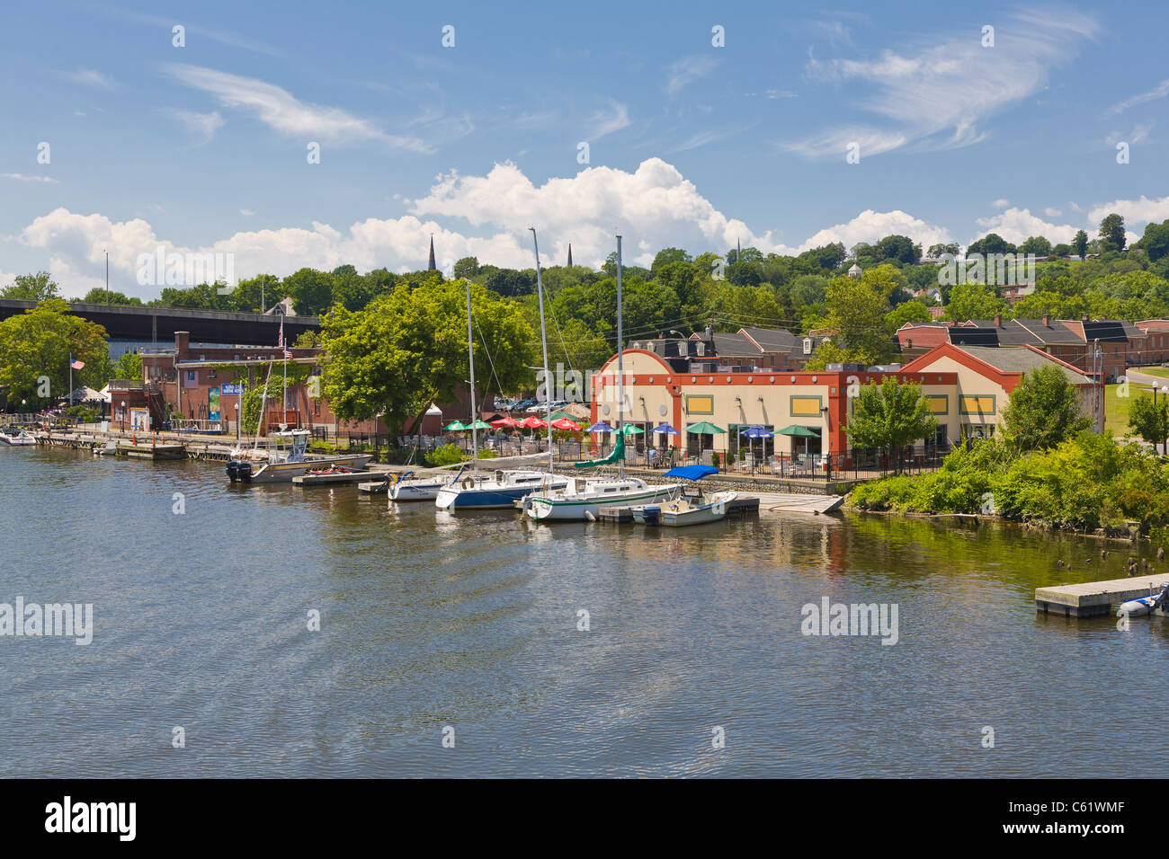 Historic Rondout district on the waterfront in Kingston New York Stock