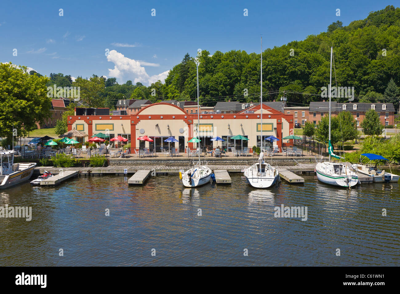 Historic Rondout district on the waterfront in Kingston New York Stock
