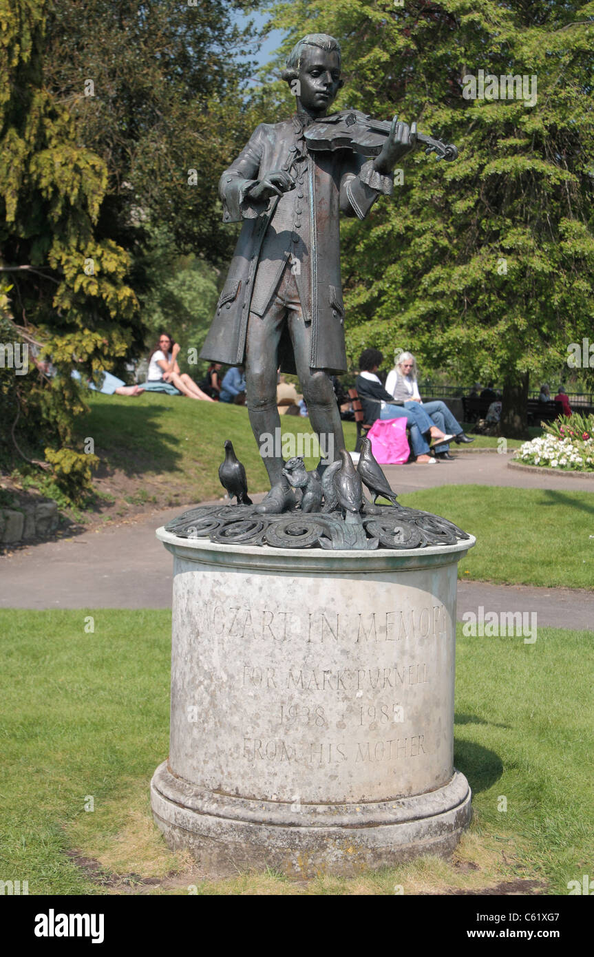 The (Wolfgang Amadeus) Mozart in Memory Memorial (sculpture)  in Parade Gardens, Bath, England. Stock Photo
