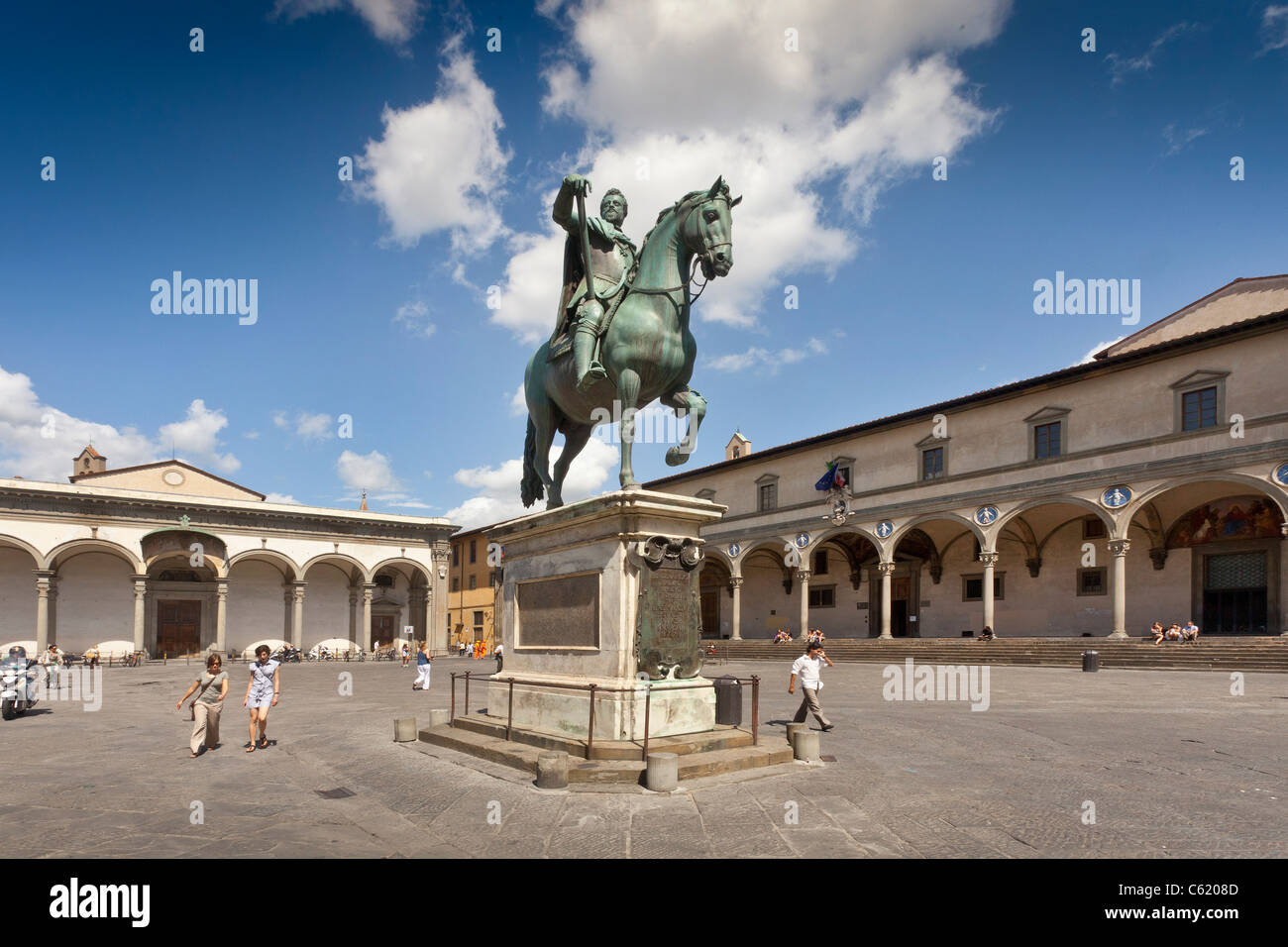 Giambologna's equestrian bronze of Ferdinando I de' Medici, Grand Duke of Tuscany for the Piazza della SS. Annunziata Stock Photo