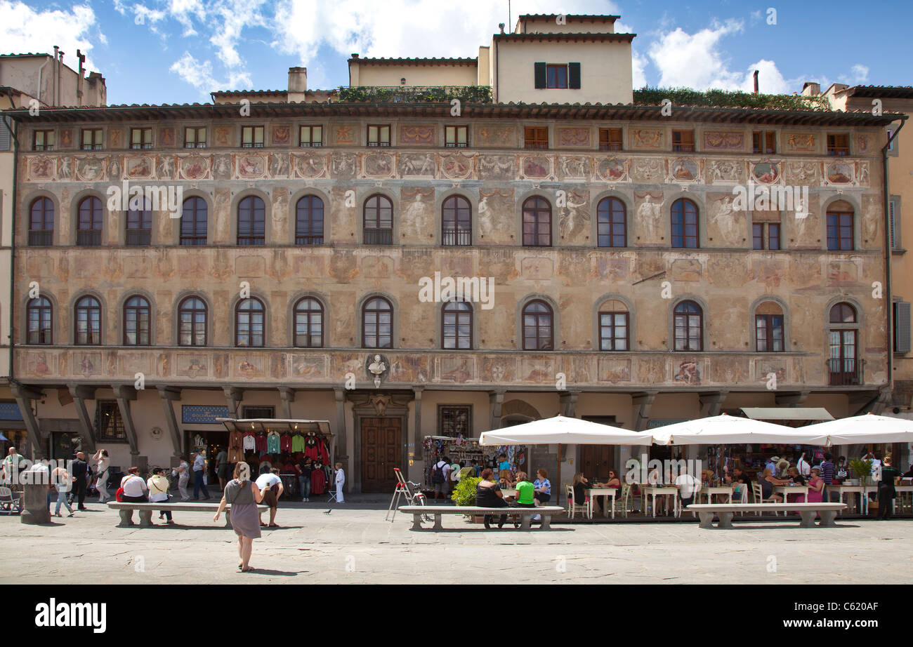 Palazzo dell'Antella, Piazza Santa Croce Palace, Florence, Italy, facade decorated by Giovanni da San Giovanni. Stock Photo