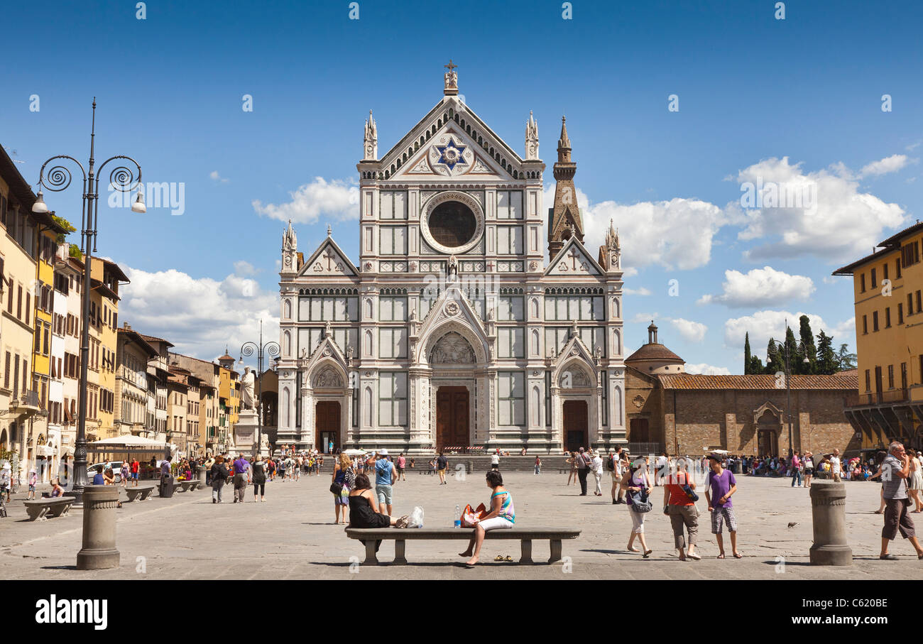 Basilica of Santa Croce (Piazza Santa Croce) Florence, Italy Stock Photo