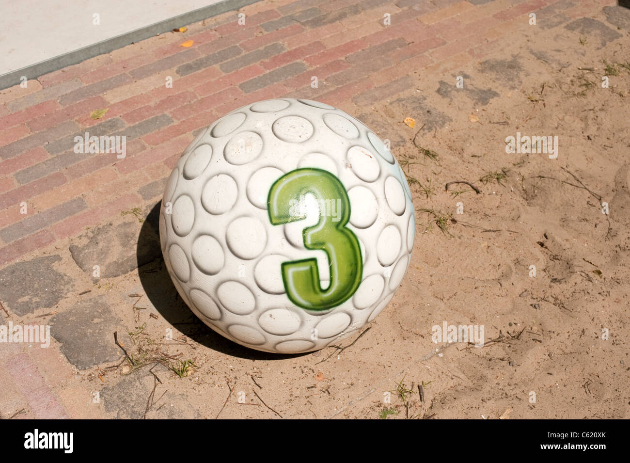 Large plastic golf ball No 3 Stock Photo Alamy