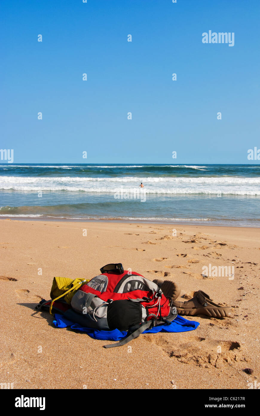 belongings left on beach Stock Photo Alamy
