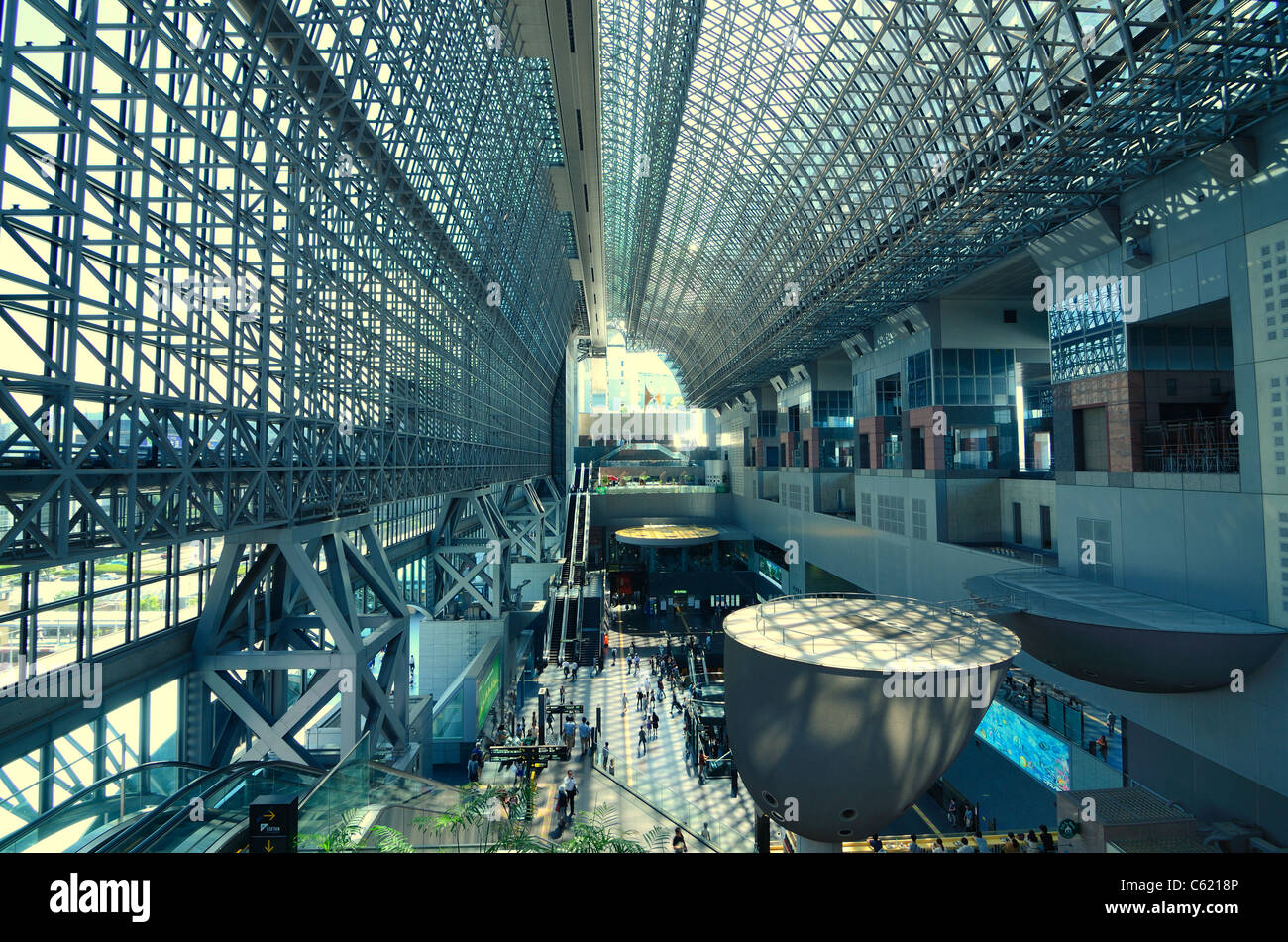 Kyoto station is the second largest train hub in Japan and is one of the country's largest buildings. Stock Photo