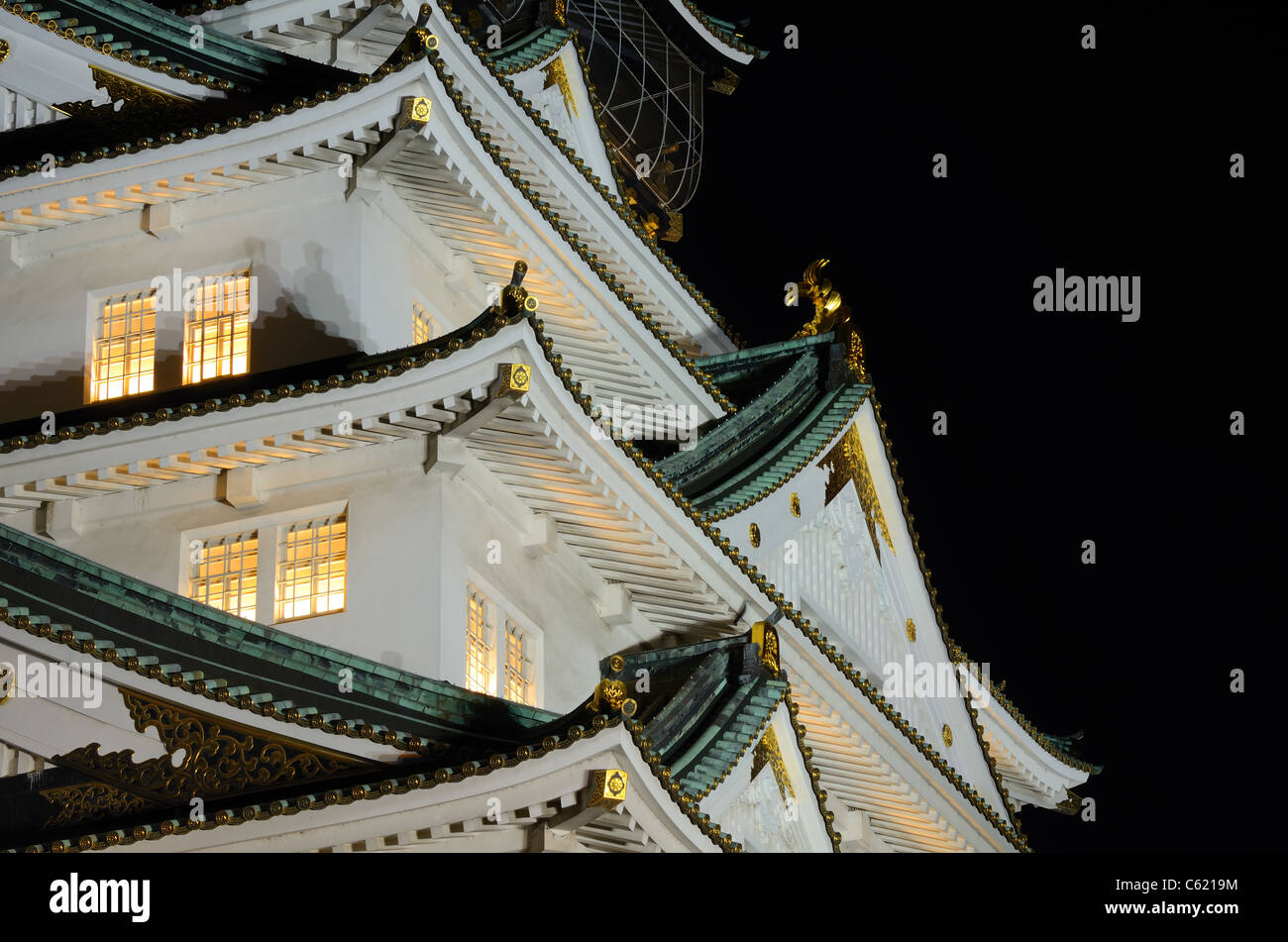 Close up of Osaka Castle in Osaka, Japan. Stock Photo