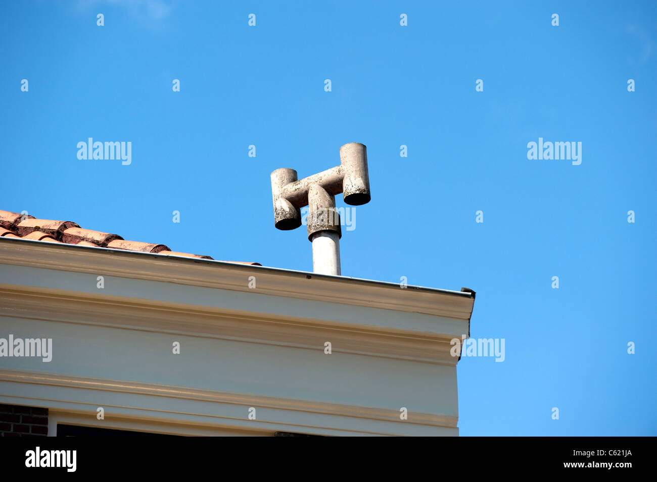 Chimney Cowl against blue sky Leiden Nederland Netherlands Holland Stock Photo