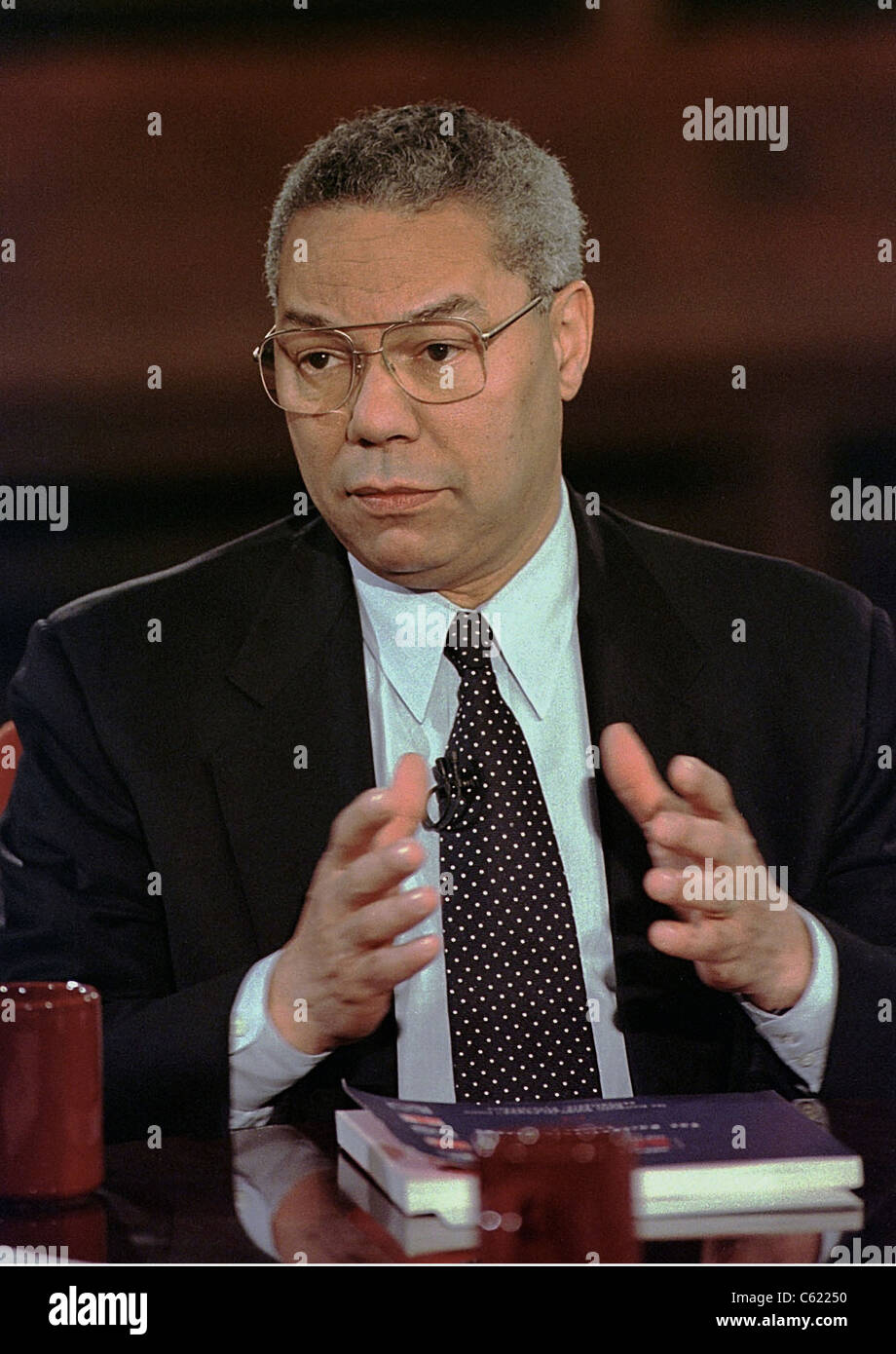 Former Joint Chief of Staff General Colin Powell on NBC's 'Meet the Press' April 27, 1997 in Philadelphia, PA Stock Photo