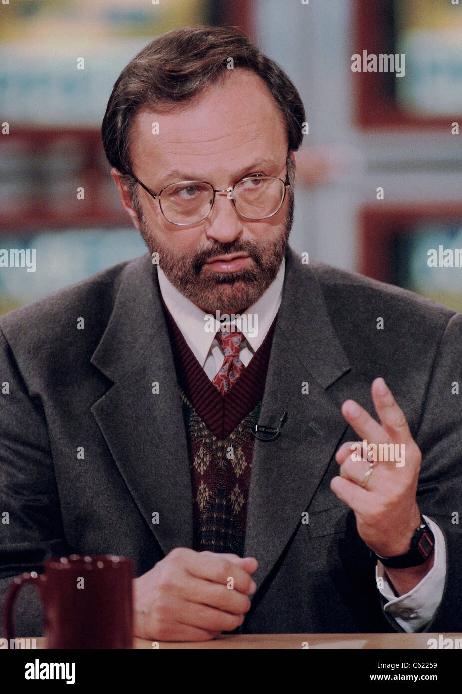 House Minority Whip Rep. David Bonior (D-MI) on NBC's 'Meet the Press' Jan. 5, 1997 in Washington, DC Stock Photo
