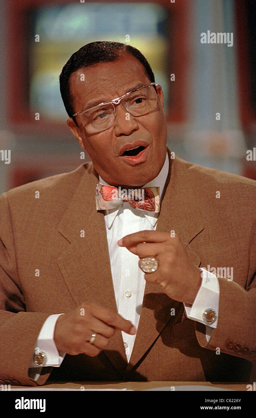 Nation of Islam leader Minister Louis Farrakhan on NBC's 'Meet the Press' April 13 , 1997 in Washington, DC Stock Photo