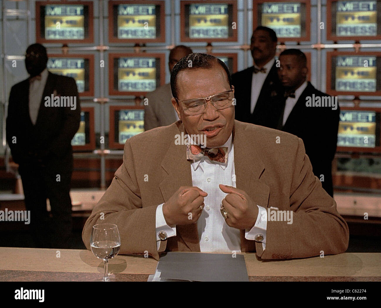 Nation of Islam Leader Minister Louis Farrakhan on NBC's 'Meet the Press' April 13, 1997 in Washington, DC Stock Photo