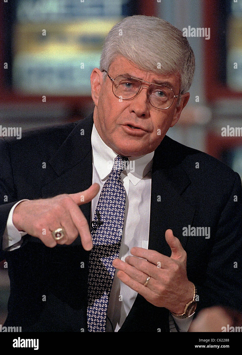Former Republican Vice-Presidential candidate Jack Kemp on NBC's 'Meet the Press' June 8, 1997 in Washington, DC Stock Photo
