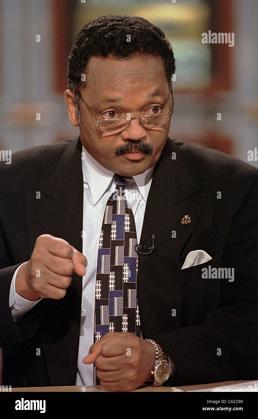 Former Presidential candidate Rev. Jesse Jackson on NBC's 'Meet the Press' June 15, 1997 in Washington, DC Stock Photo