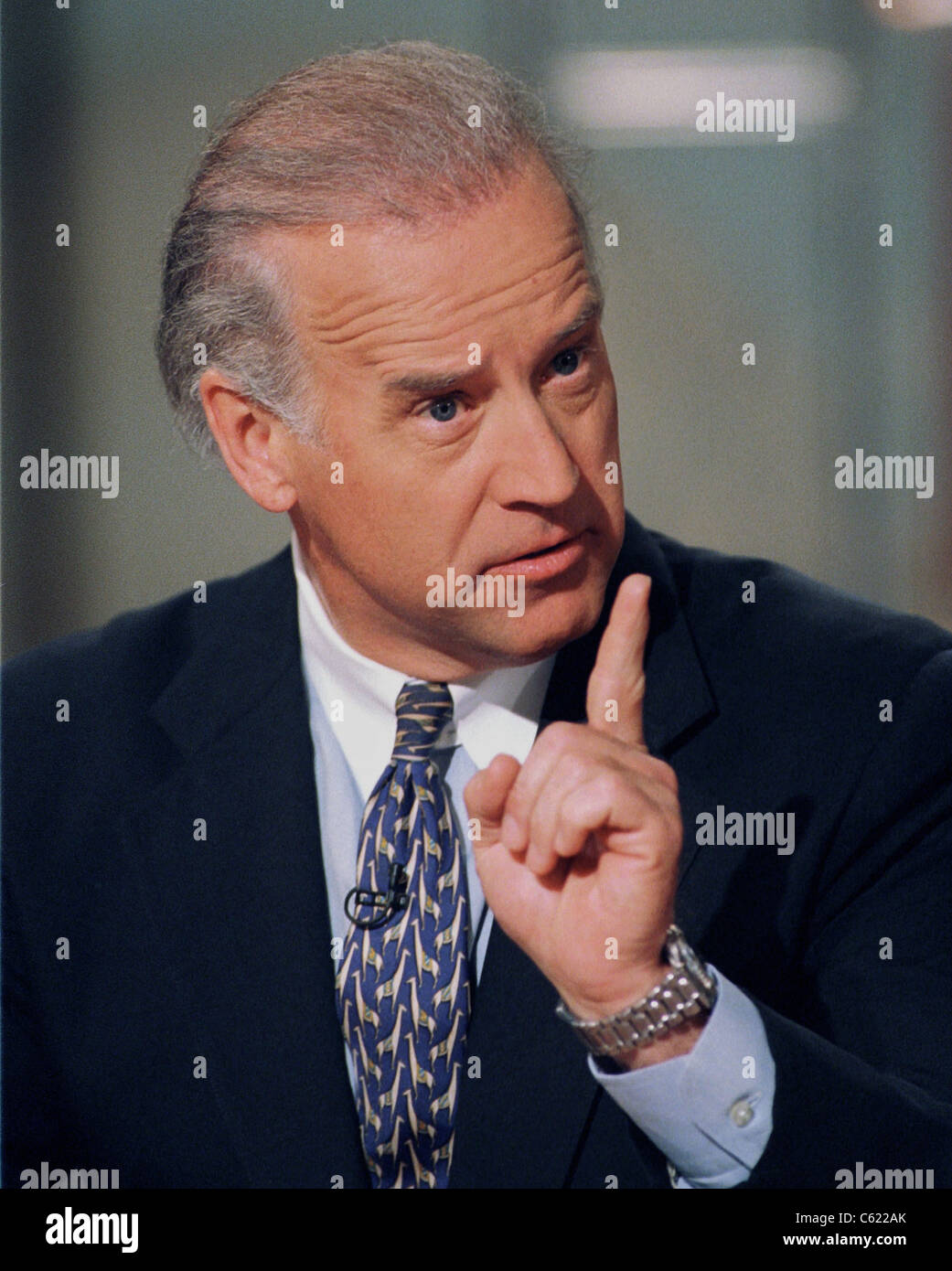 Senator Joseph Biden discusses the situation in Kosovo Stock Photo