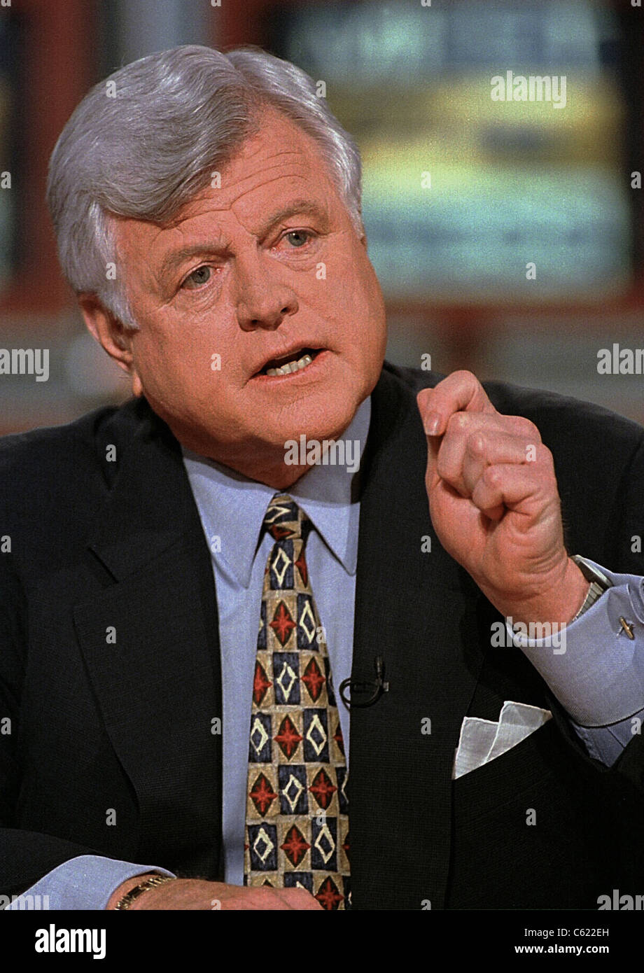 Senator Ted Kennedy (D-MA) on NBC's 'Meet the Press' April 6, 1997 in Washington, DC Stock Photo