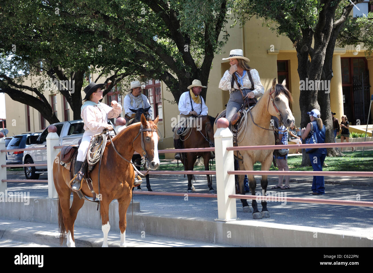 Cowboys on horses stockyard fort worth hires stock photography and