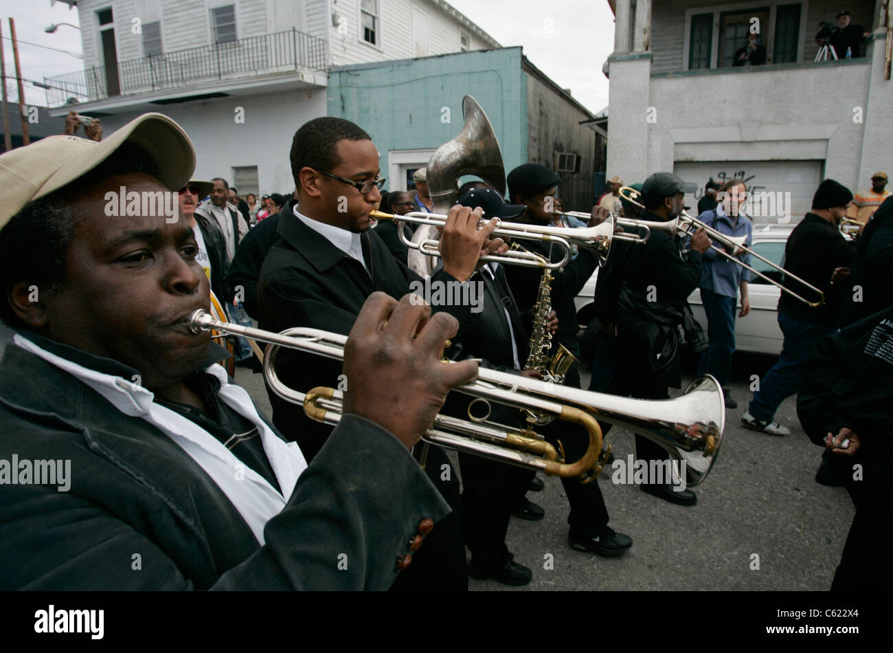 New Orleans Jazz musicians Blues trumpet trombone wind instruments musical Big Easy Stock Photo