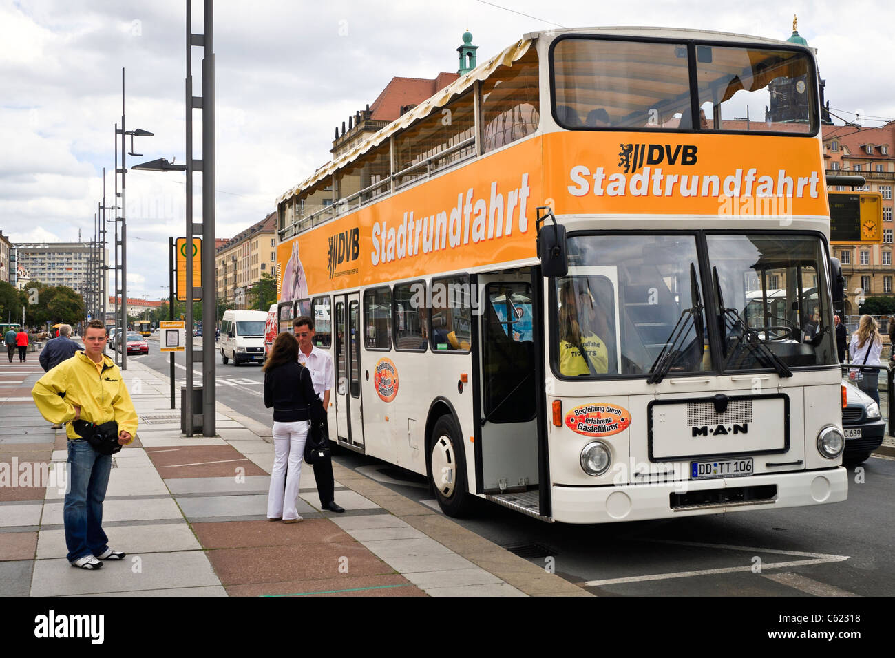 City tour bus, Dresden, Germany Stock Photo