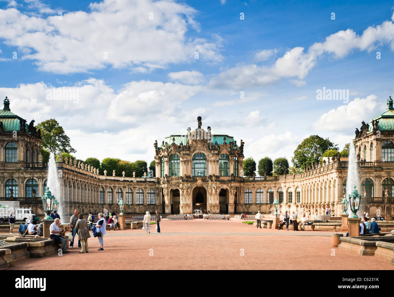 Tourists at the Zwinger Palace courtyard, Dresden, Germany Stock Photo