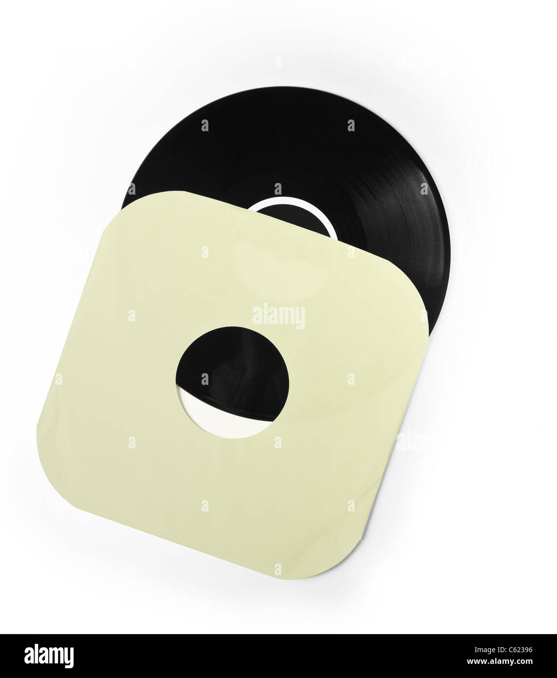 A vinyl record in a blank paper sleeve. Stock Photo