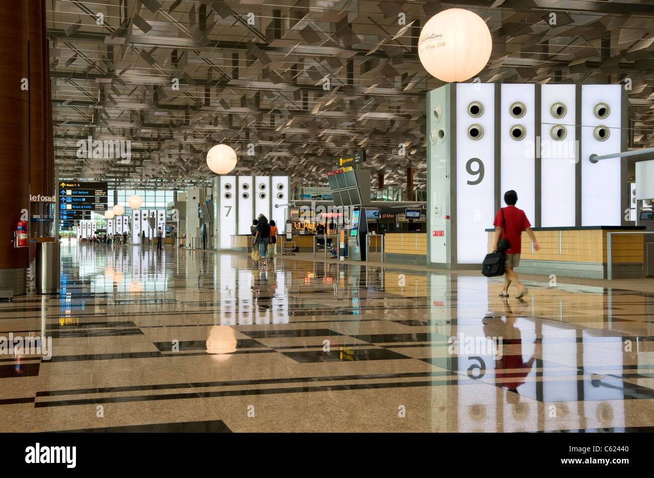 Landside departure hall, Changi Airport Terminal 3, Singapore Stock Photo