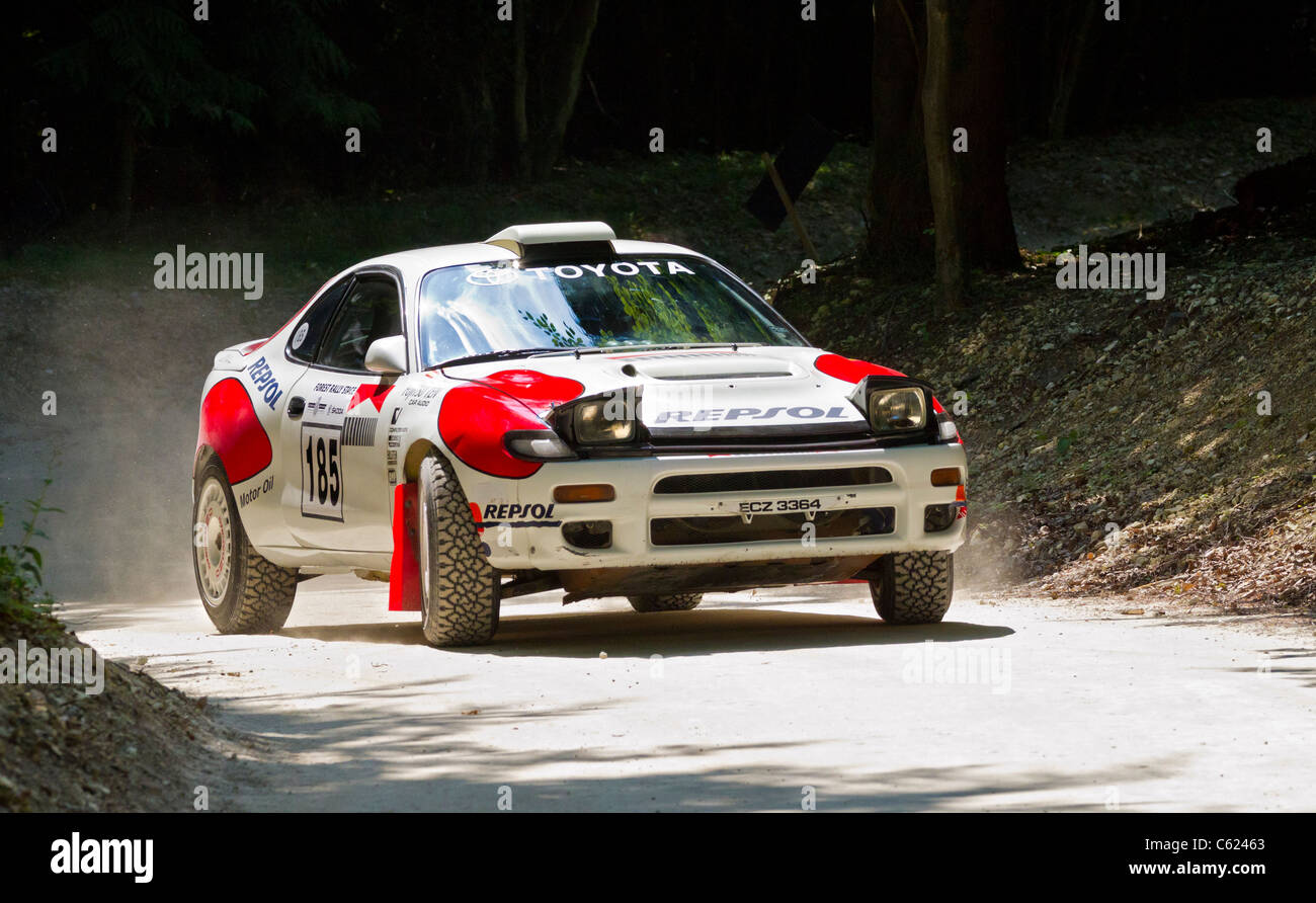 1992 Toyota Celica GT4 ST185 with driver Gary Le Coadou on the rally stage at Goodwood Festival of Speed, Sussex, UK. Stock Photo