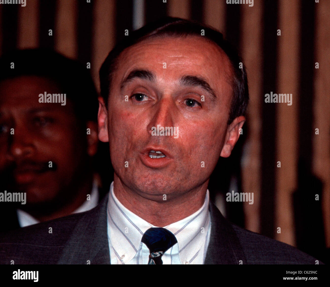 Police Commissioner William Bratton at Police Plaza on March 7, 1994. (© Frances M. Roberts) Stock Photo