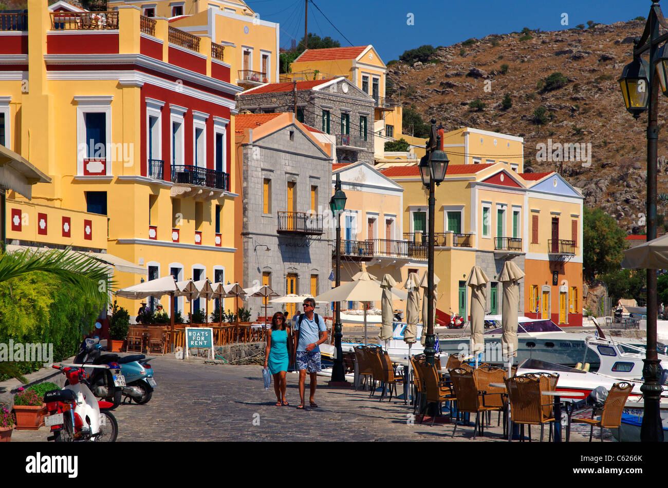Gialos, Symi Town, Greek Island of Symi, Dodecanese, South Aegean, Greece Stock Photo