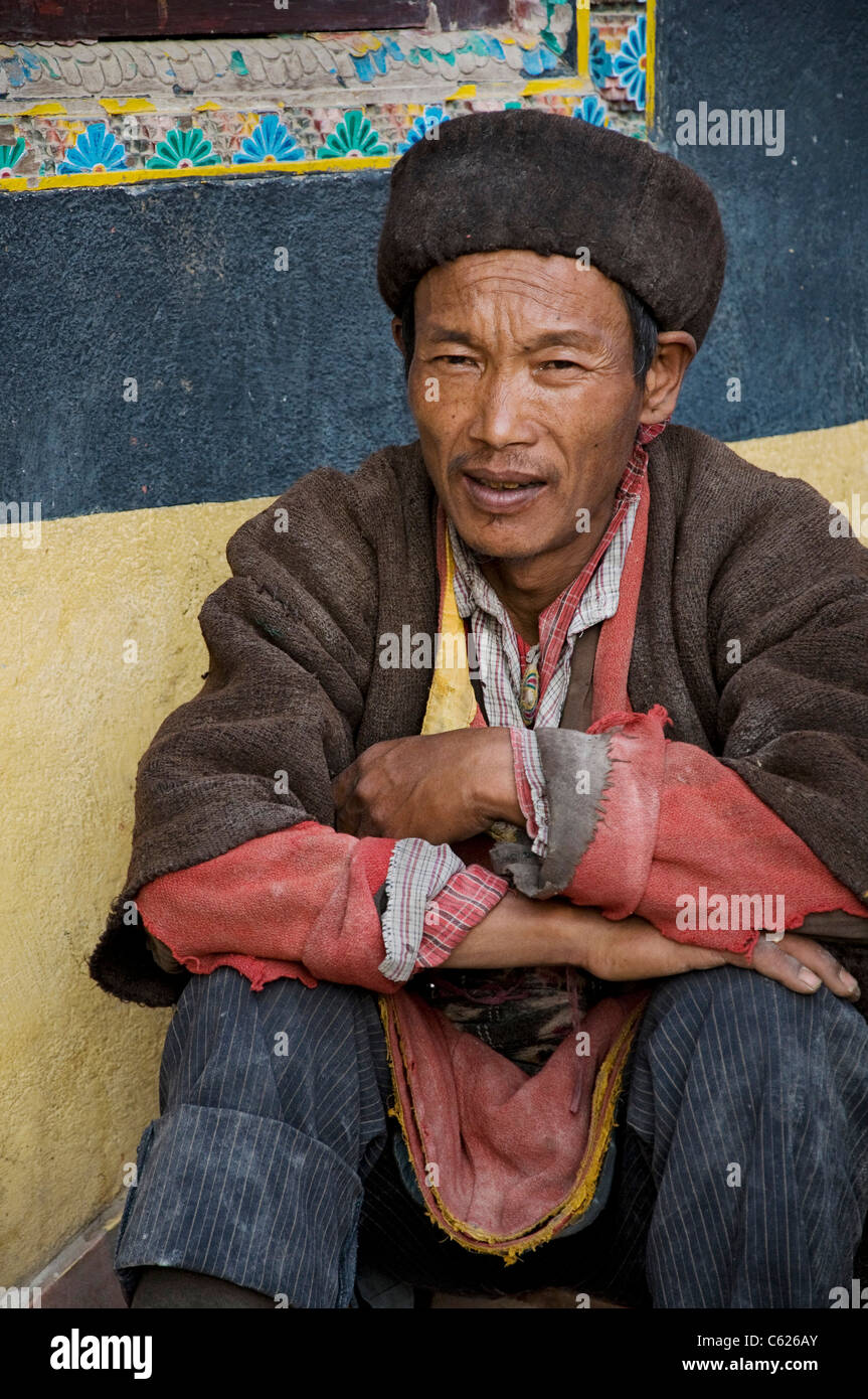 Portrait of a Nepali man taken in Kathmandu, capital city of Nepal Stock Photo