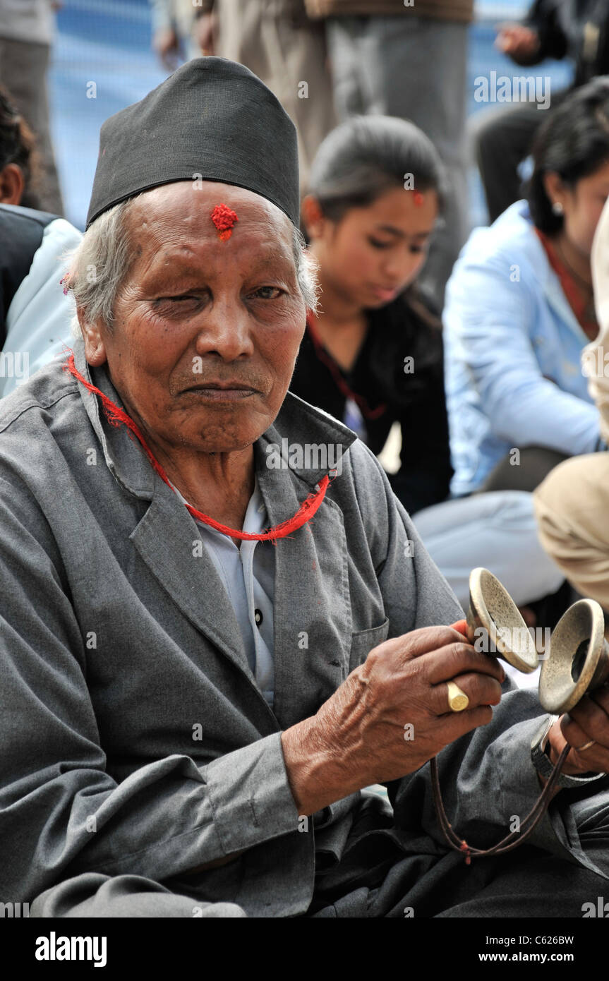 Portrait of a Nepali man taken in Kathmandu, capital city of Nepal Stock Photo
