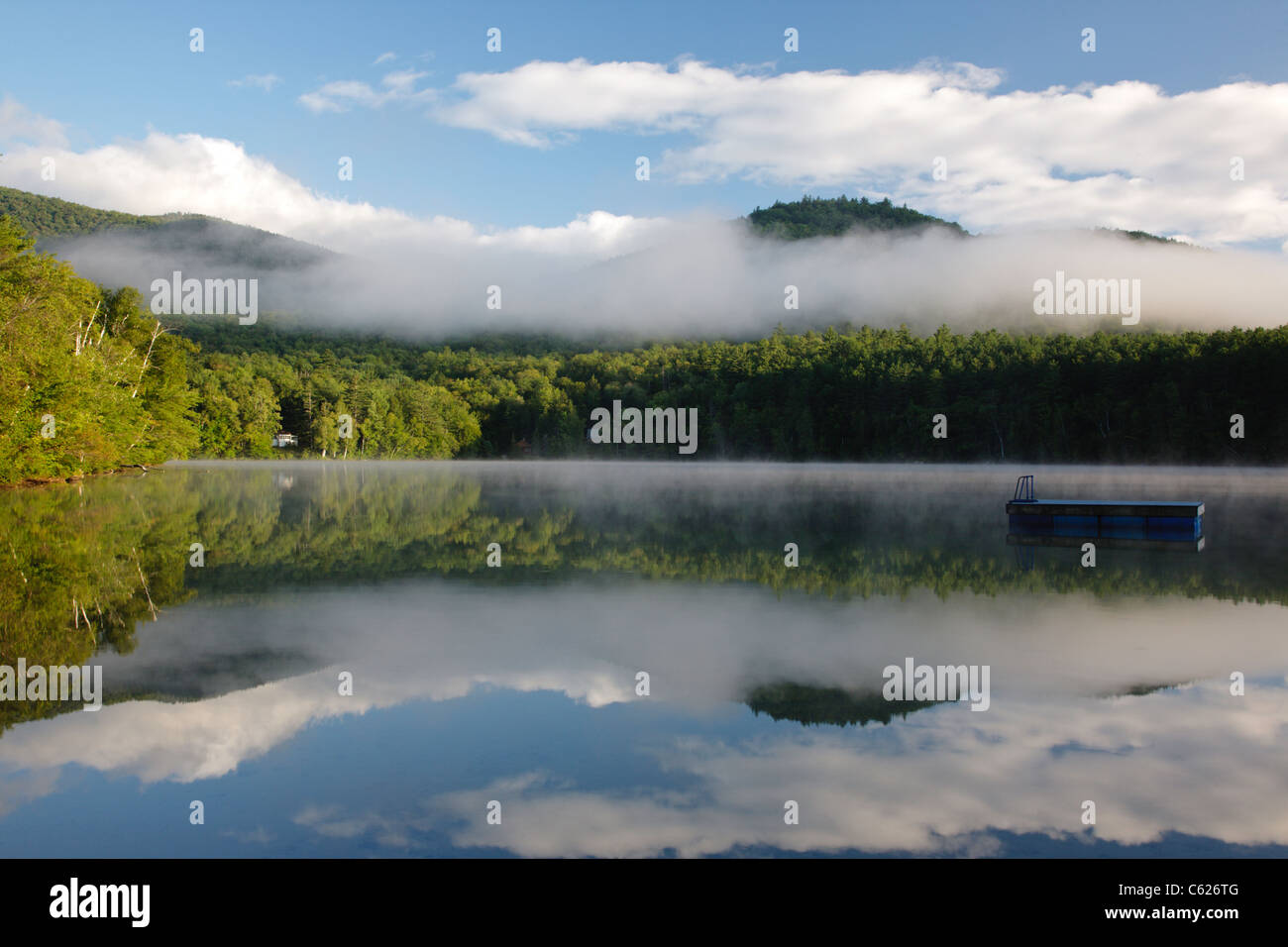 Mirror Lake in Woodstock, New Hampshire USA during the summer months