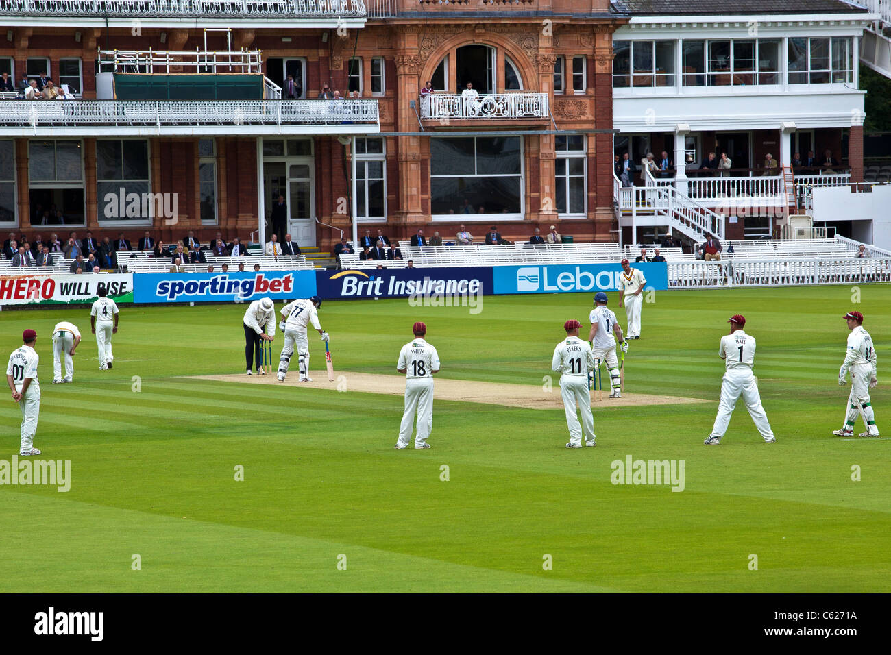 County Cricket Match at Lords in Play Stock Photo