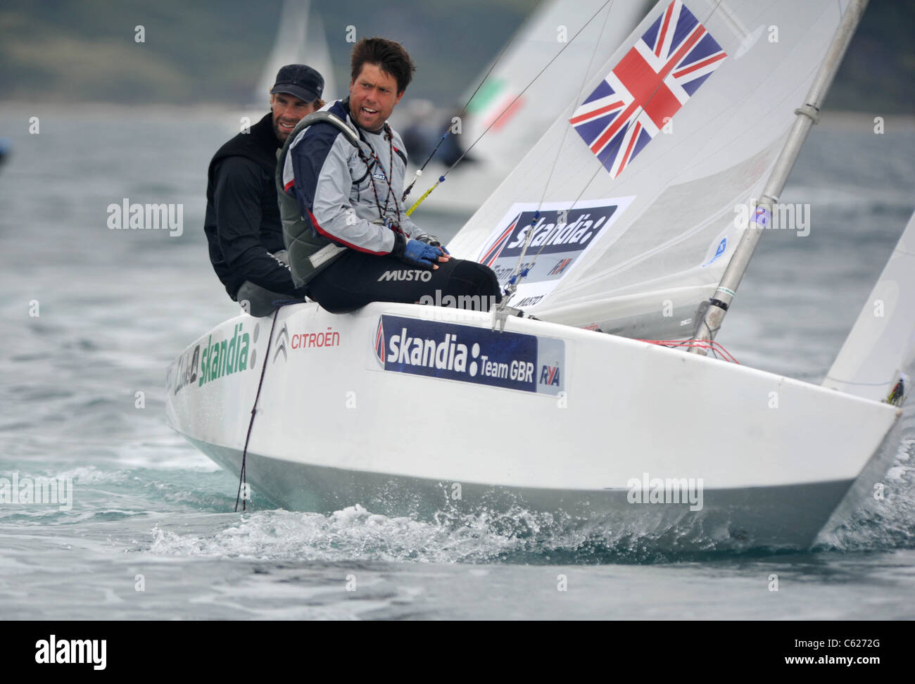 UK, Olympic Test Event, Iain Percy and Andrew Simpson after they won silver for Great Britain Stock Photo