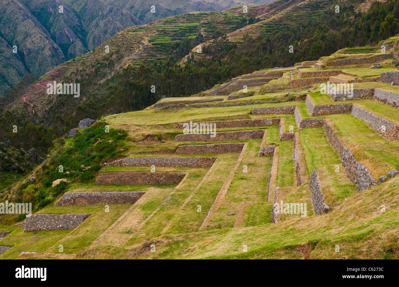 Inca ruins in the Sacred valley , Chinchero Peru Stock Photo Alamy